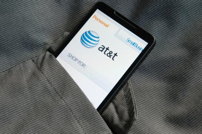 AT&T logo on smartphone in pocket