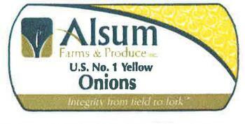 Alsum yellow onions label