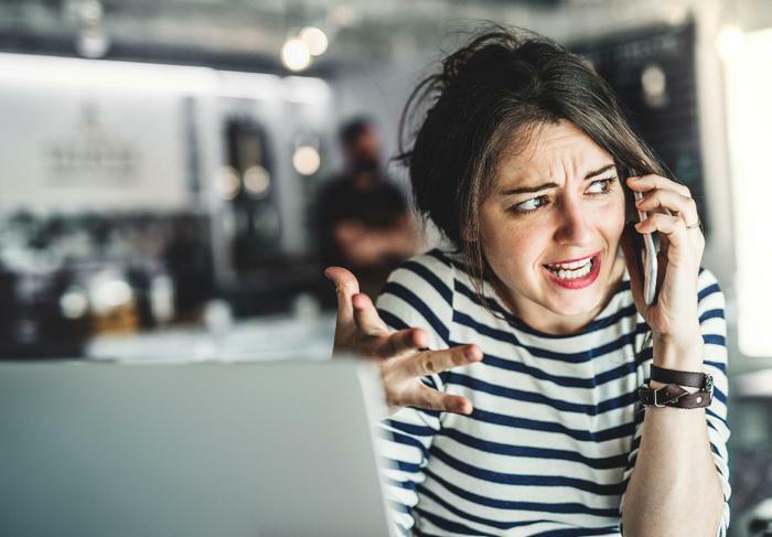 Angry woman on phone