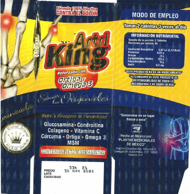 Latin Foods Market recalls Artri King Reforzado Con Ortiga Y Omega 3