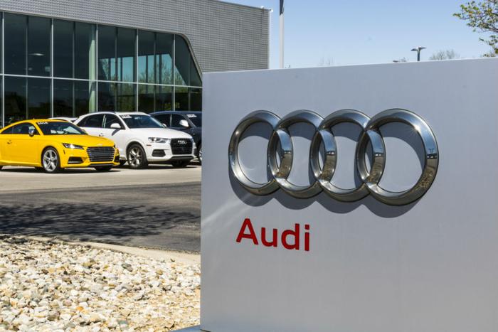 Audi dealership and sign