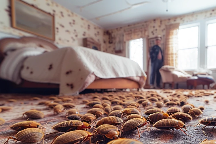 an image of a room infested with bed bugs