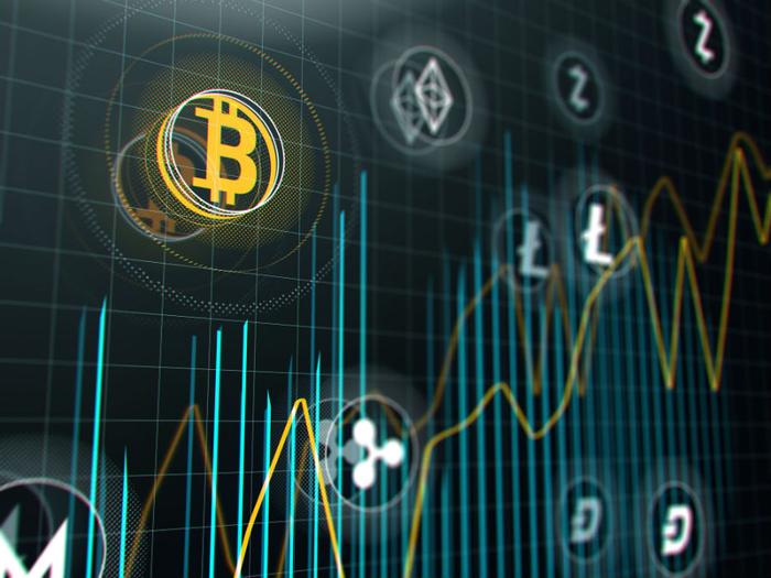 Bitcoin and cryptocurrencies on finance chart