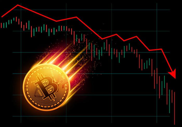 Bitcoin and cryptocurrency decline concept