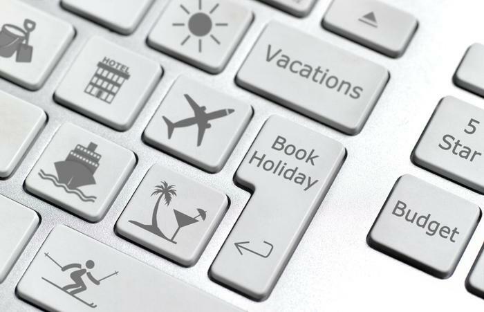Booking a vacation online concept