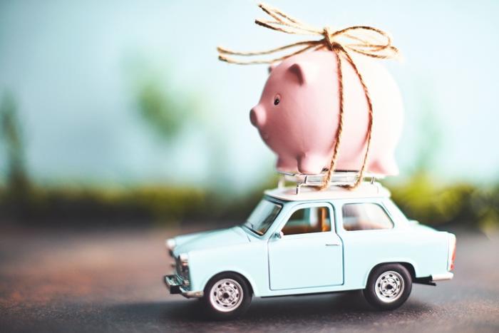 Car with piggy bank on top
