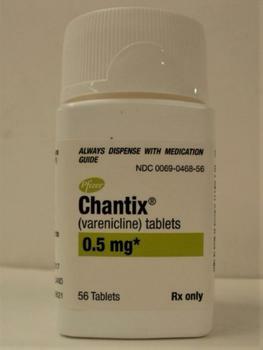 Chantix tablets in container