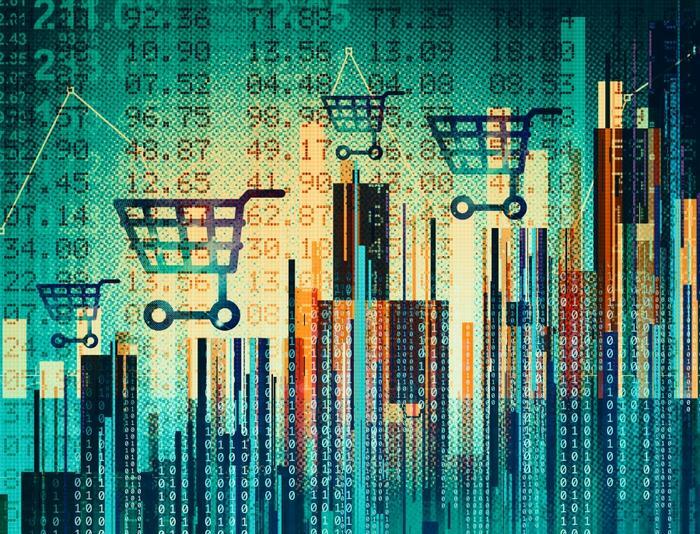 Digital finance and shopping concept