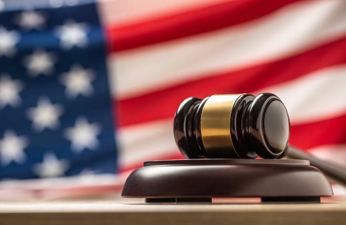 Gavel and U.S. flag 