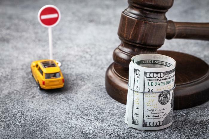 Gavel money and car concept