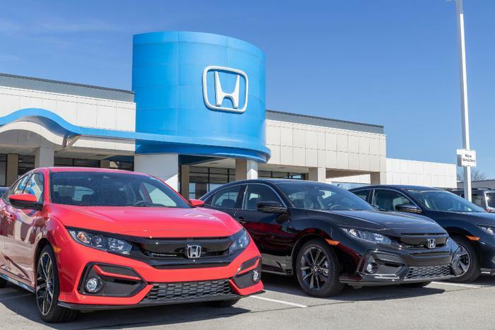 Honda dealership and vehicles