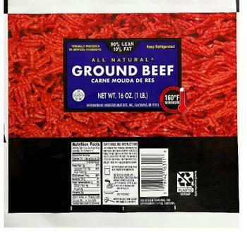 Ground beef package label