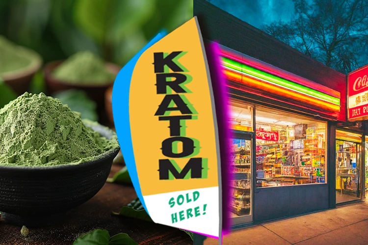 image of some Kratom and a store that sells it