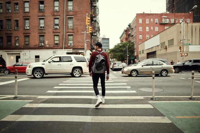 Pedestrian crossing the street