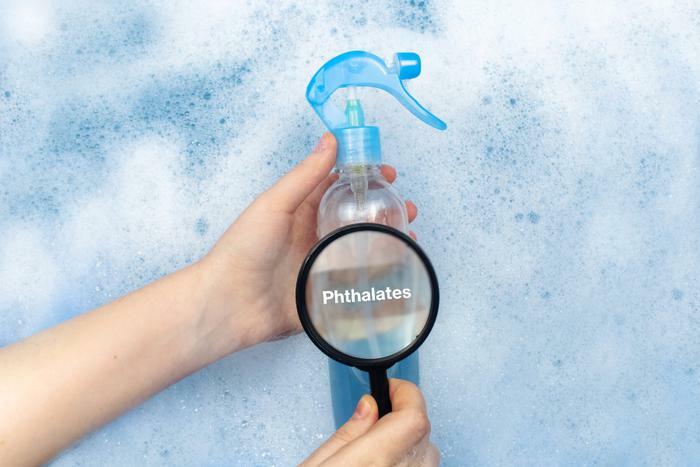 Phthalates concept with spray bottle