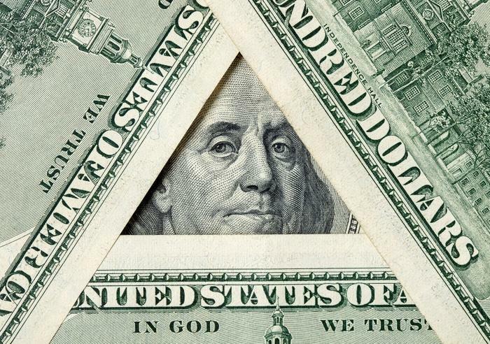 Pyramid scheme and money concept