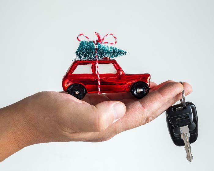 Renting a car for Christmas concept