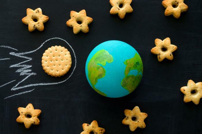 Snacks and globe concept 