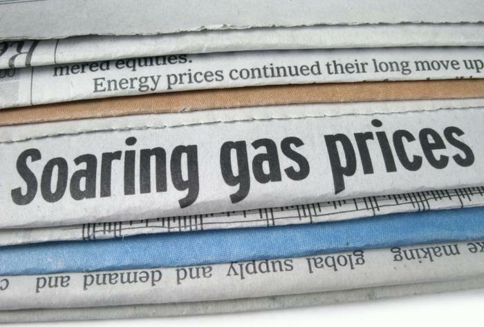 Soaring gas prices on newspaper