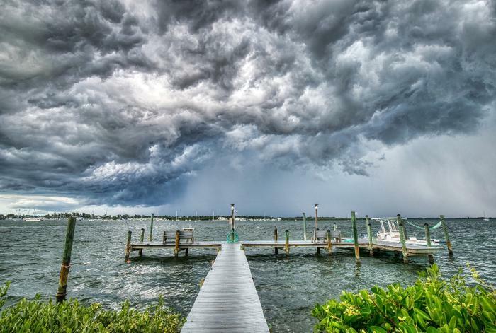 Storm emerging over dock