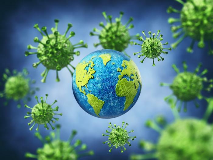 Virus germs surrounding Earth