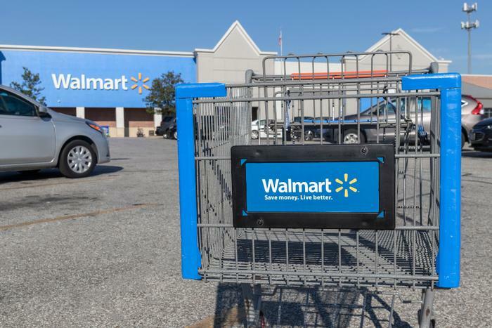 Walmart store and cart