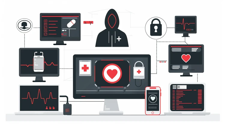 graphic of a hacker with devices around them