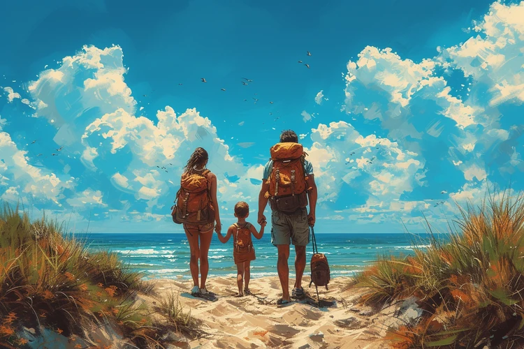 a family on a beach vacation