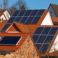 solar panels on roof houses