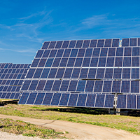 solar panels under the blue sky