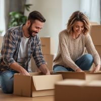couple packing up things to move
