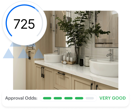 Credit score and updated bathroom image