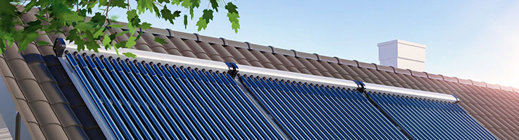 solar water heater on the roof