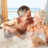 couple relaxing in walk-in tub