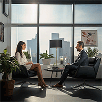 man and woman on a meeting