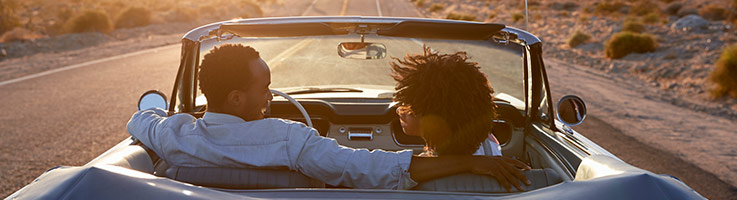 couple riding in car