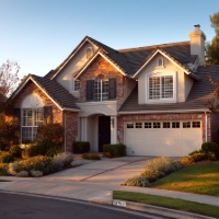 a two-storey house with a garage