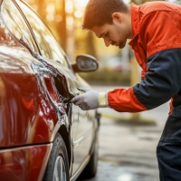 damage to the side of a car being repaired