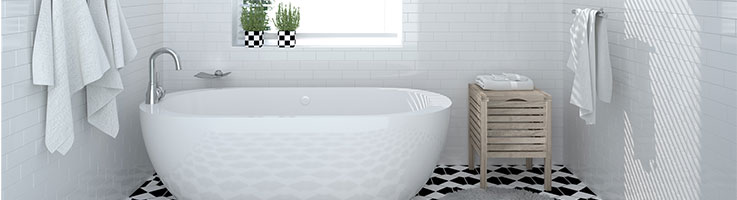 white bathtub in modern bathroom