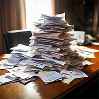 Stack of a lot of papers piled up on the table
