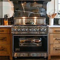 cooking range in a country style kitchen