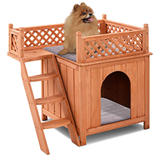 fancy dog house with balcony