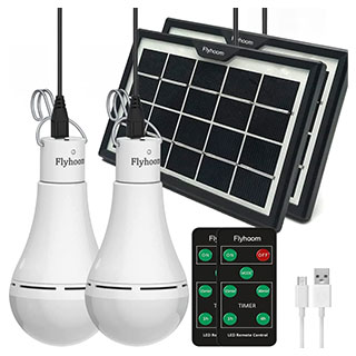 flyhoom portable solar light bulb with remote and timer