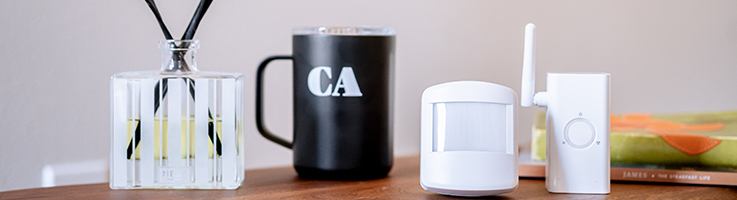 home security equipment with a mug and diffuser