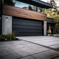 black automatic garage door of a house