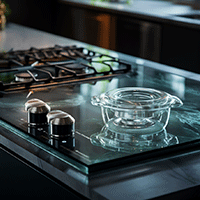 glass stove top with glass on top