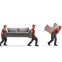 image of two men moving a couch and one man moving an armchair
