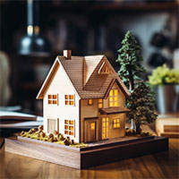 miniature house on a desk
