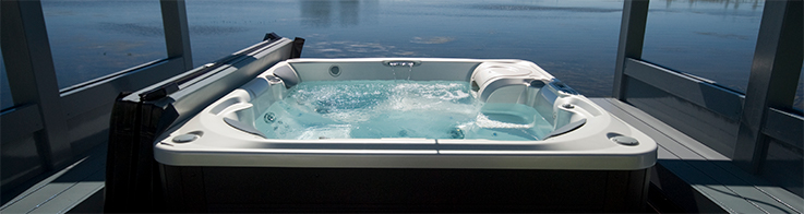 hot tub overlooking lake