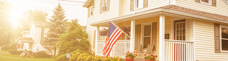 house with american flag
